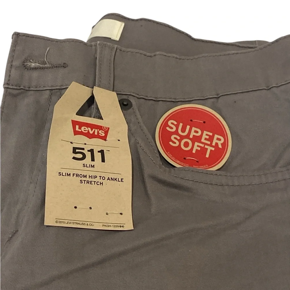 Levi’s 511 Slim Stretch Gray Cotton Pants - Boys 18R - NWT
